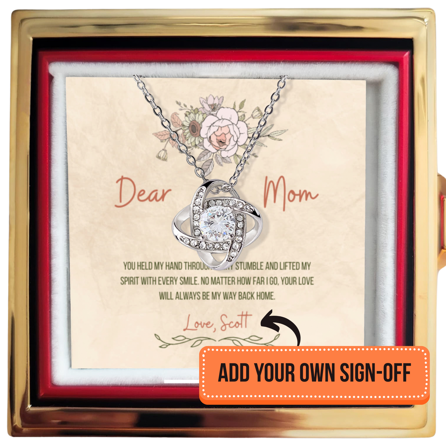 Love Knot Necklace in rotation box - Gift for mom, RRM02