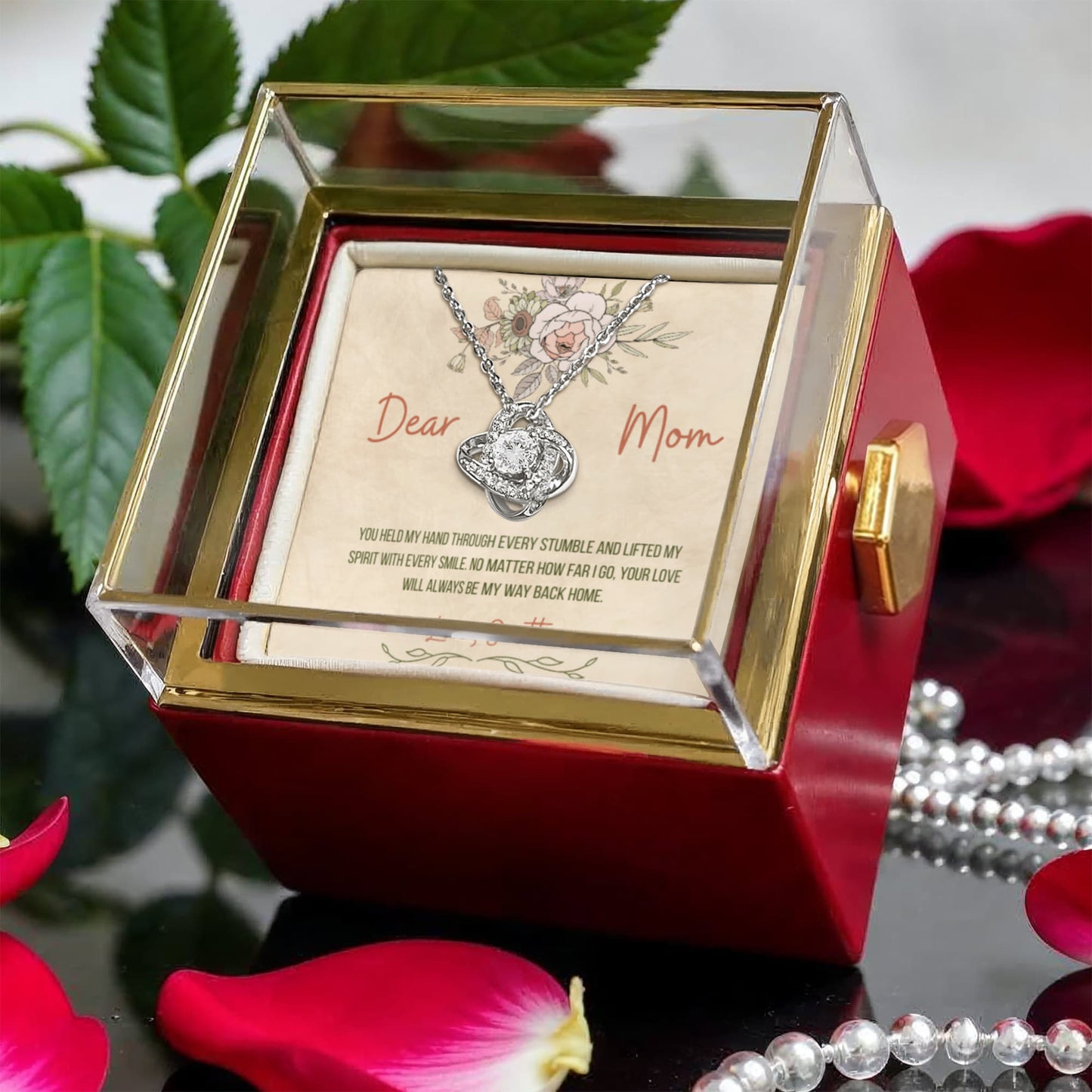 Love Knot Necklace in rotation box - Gift for mom, RRM02