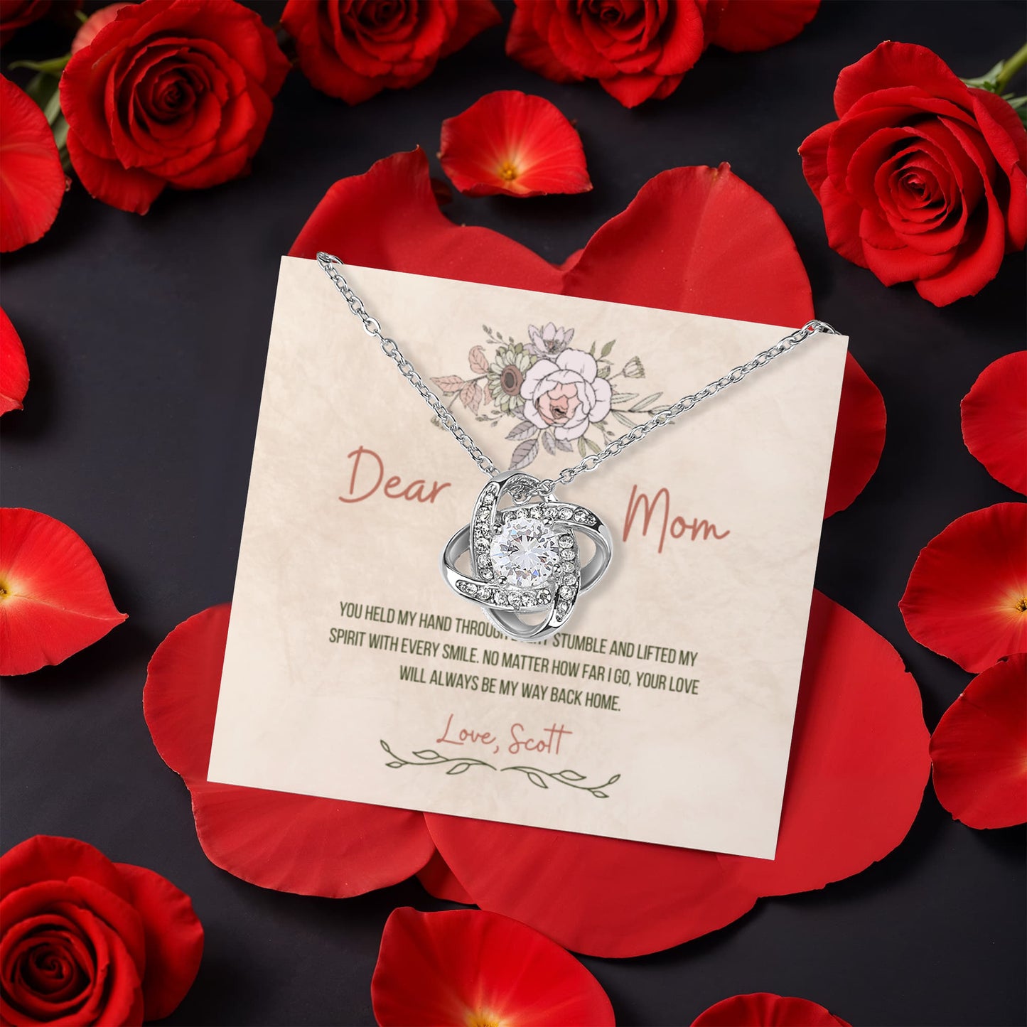 Love Knot Necklace in rotation box - Gift for mom, RRM02