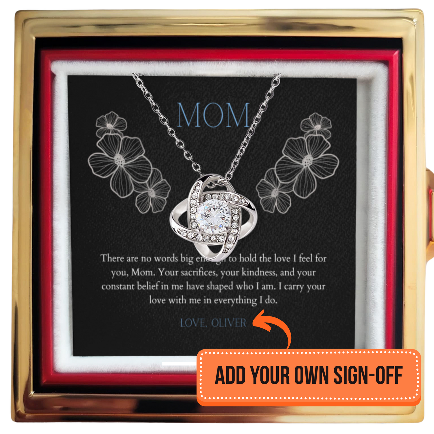 Love Knot Necklace with a message card for Mom - RRM06