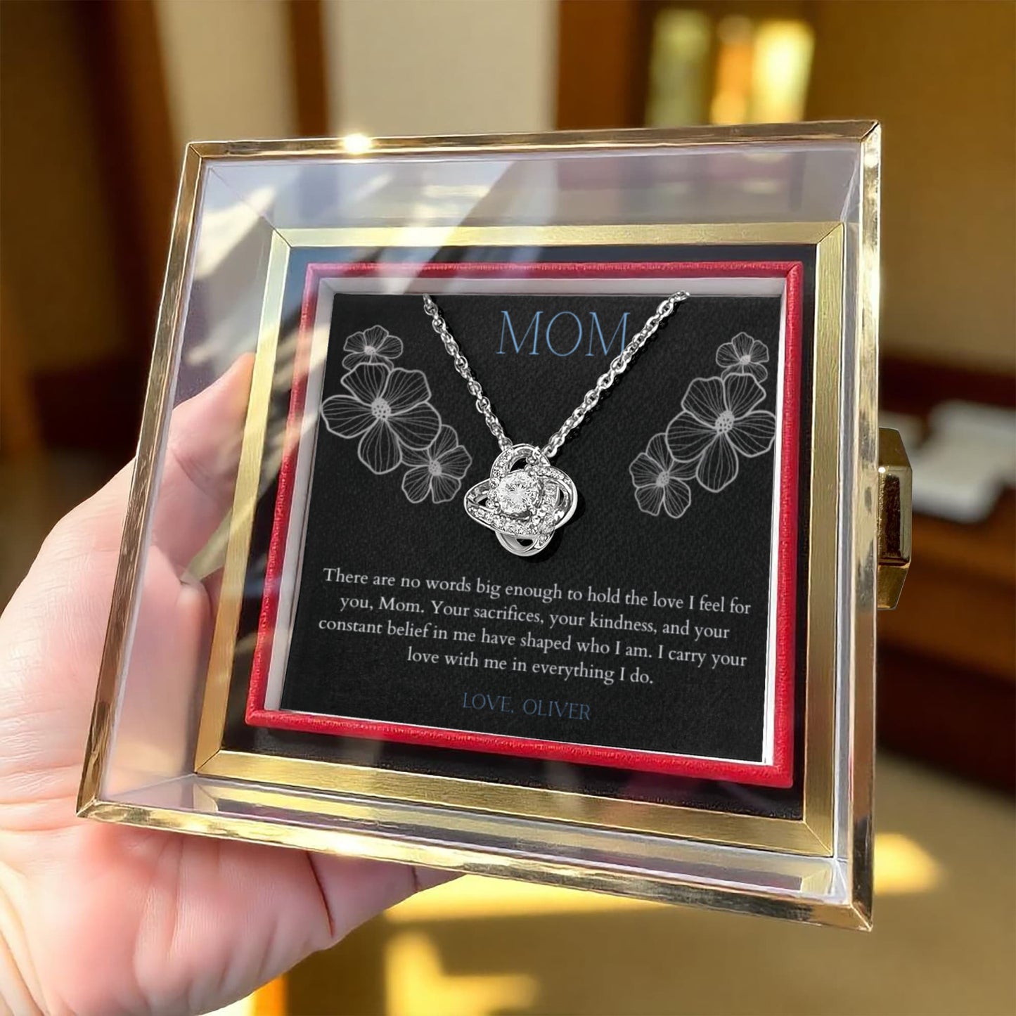 Love Knot Necklace with a message card for Mom - RRM06