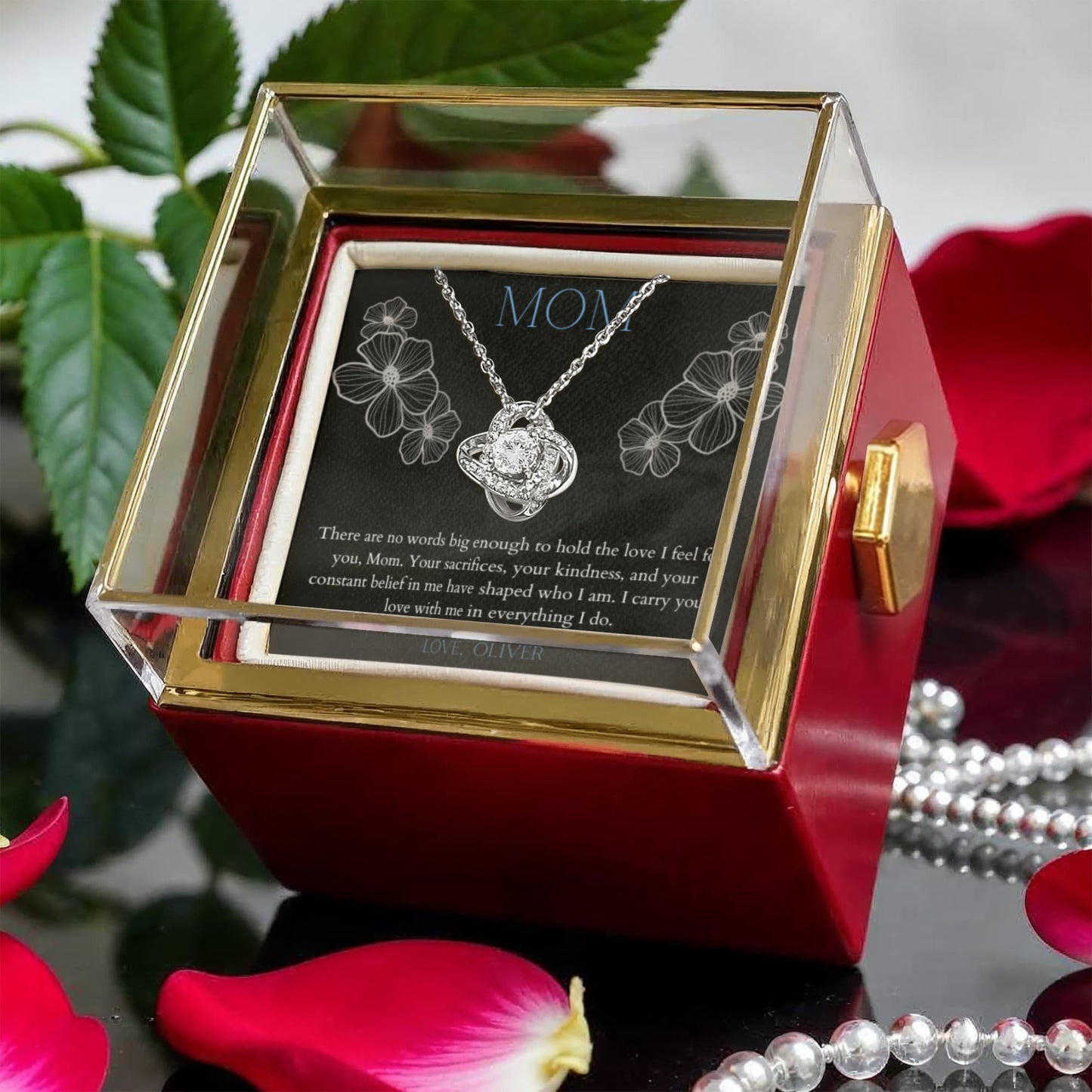 Love Knot Necklace with a message card for Mom - RRM06