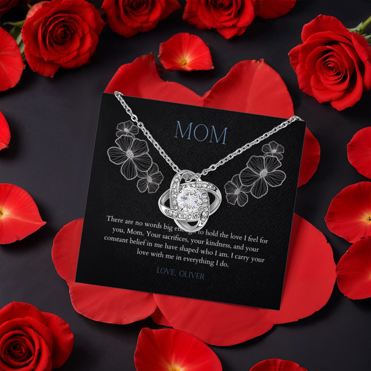 Love Knot Necklace with a message card for Mom - RRM06