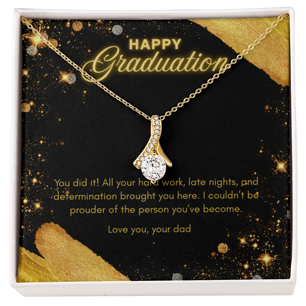 Graduation Gift for Daughter from Dad – Necklace with Pendant and Inspirational Heartfelt Message Card, NAG02