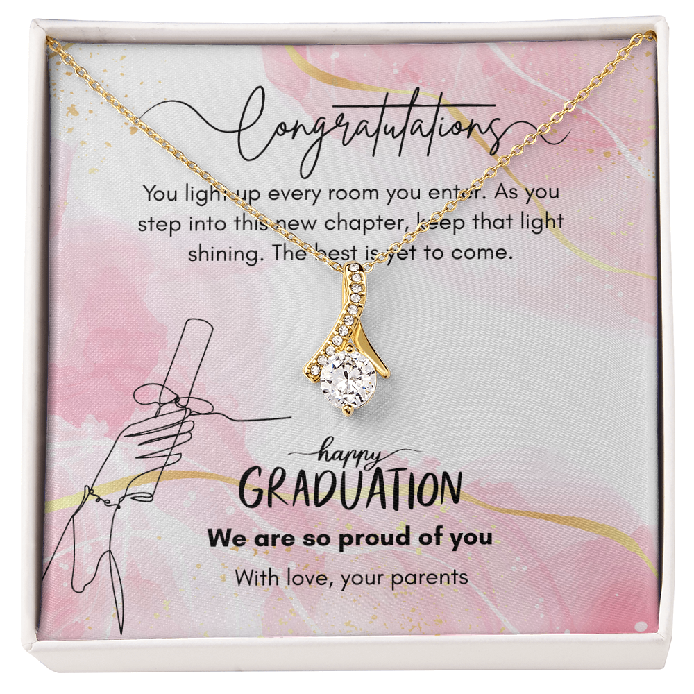 Elegant Graduation Jewelry Gift for Daughter from Parents with Emotional Message Card, NAG07