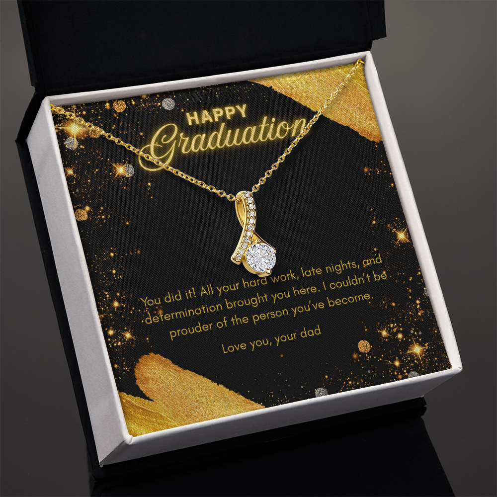 Graduation Gift for Daughter from Dad – Necklace with Pendant and Inspirational Heartfelt Message Card, NAG02