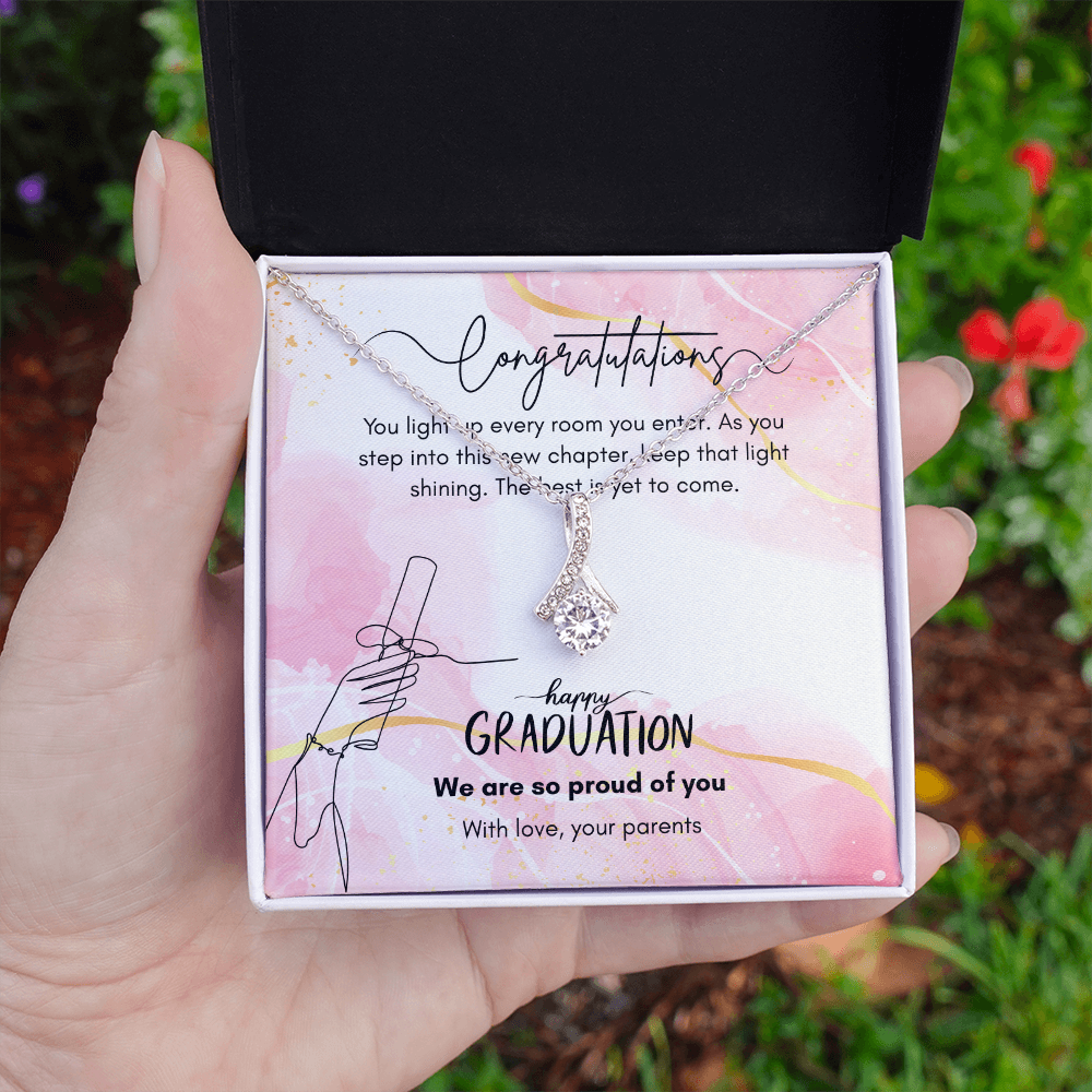 Elegant Graduation Jewelry Gift for Daughter from Parents with Emotional Message Card, NAG07