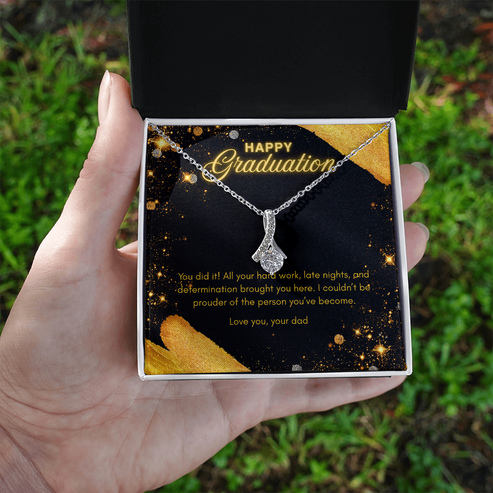 Graduation Gift for Daughter from Dad – Necklace with Pendant and Inspirational Heartfelt Message Card, NAG02
