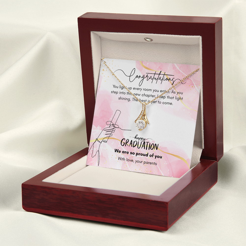 Elegant Graduation Jewelry Gift for Daughter from Parents with Emotional Message Card, NAG07