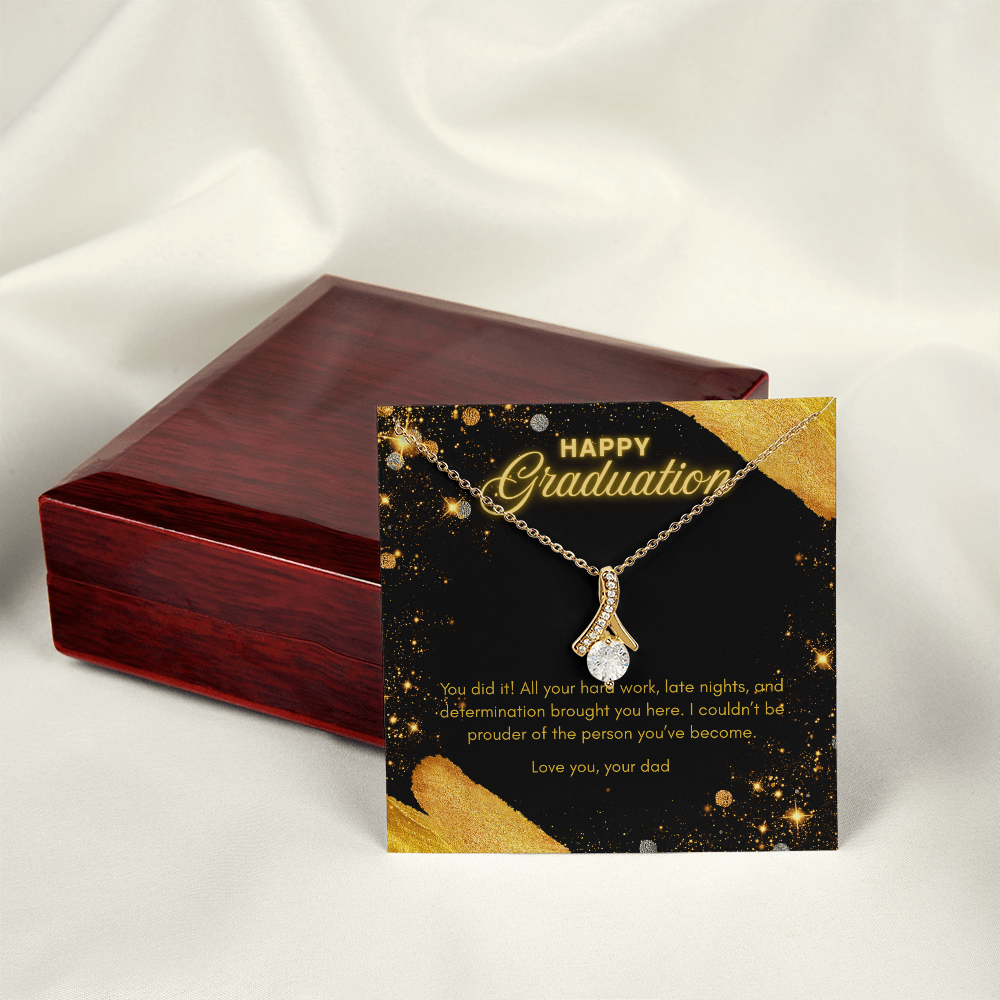 Graduation Gift for Daughter from Dad – Necklace with Pendant and Inspirational Heartfelt Message Card, NAG02
