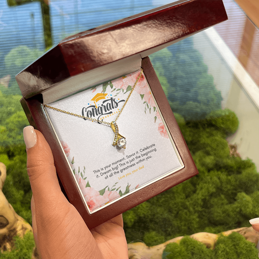 Graduation Jewelry Gift for Daughter – Pendant with Message Card from Dad, NAG05