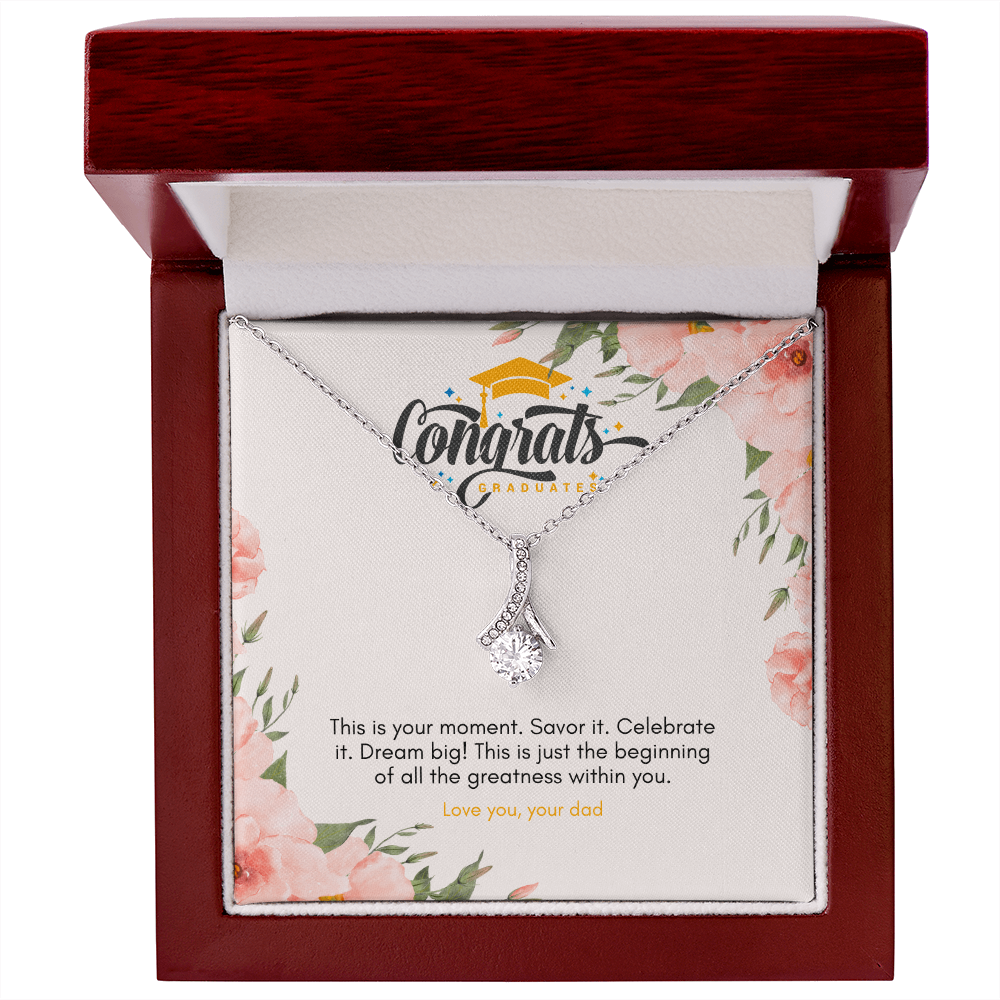 Graduation Jewelry Gift for Daughter – Pendant with Message Card from Dad, NAG05