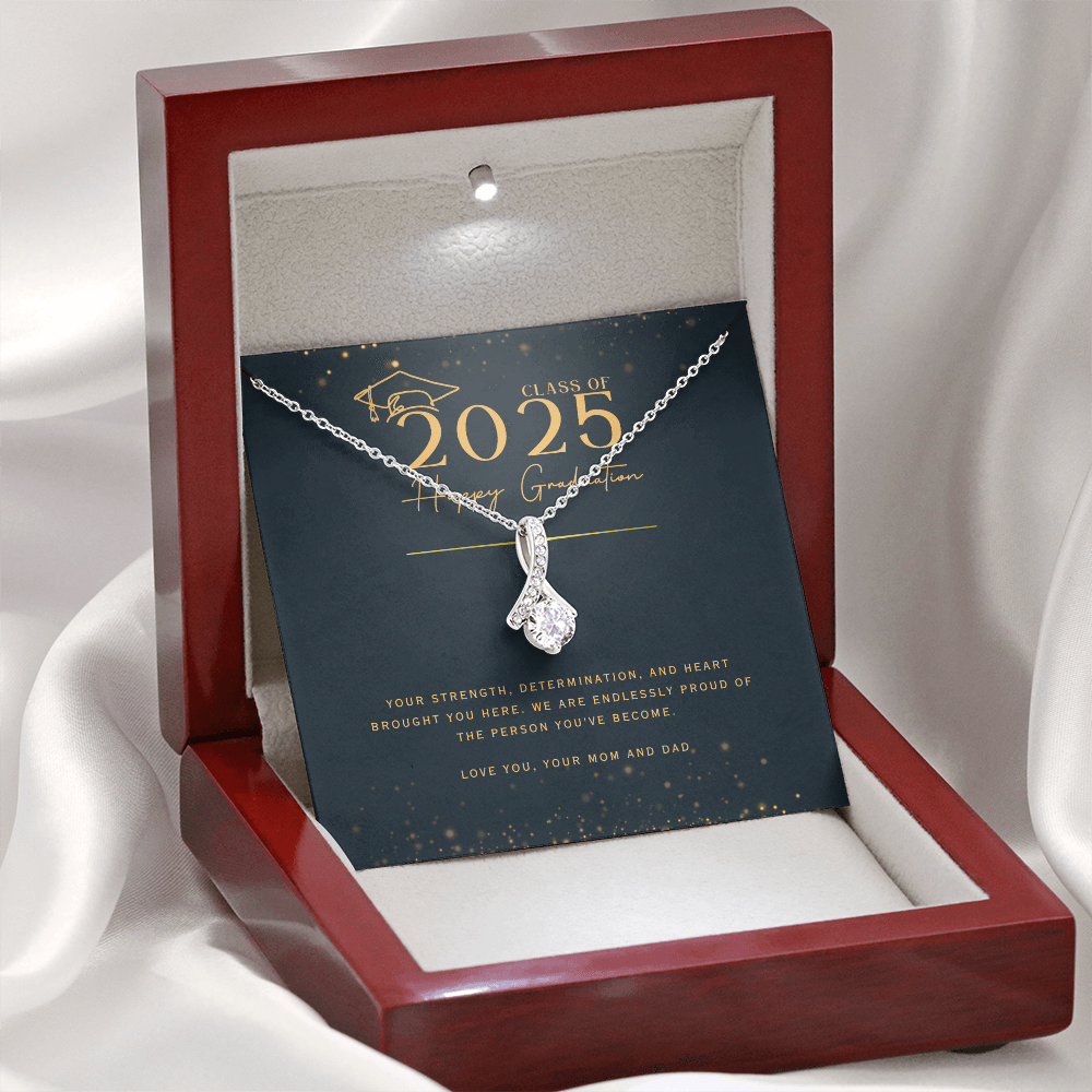 Yellow & White Gold Necklace with Message Card - Meaningful Graduation Gift for Daughter from Mom and Dad, NAG08.