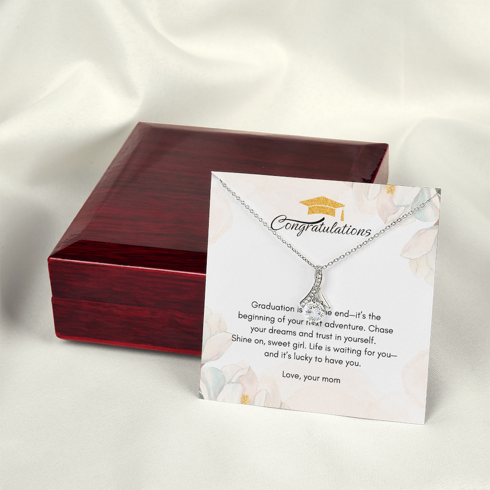 Necklace in a gift box with a Message Card Gift for Graduate Girl from Mom, NAG04