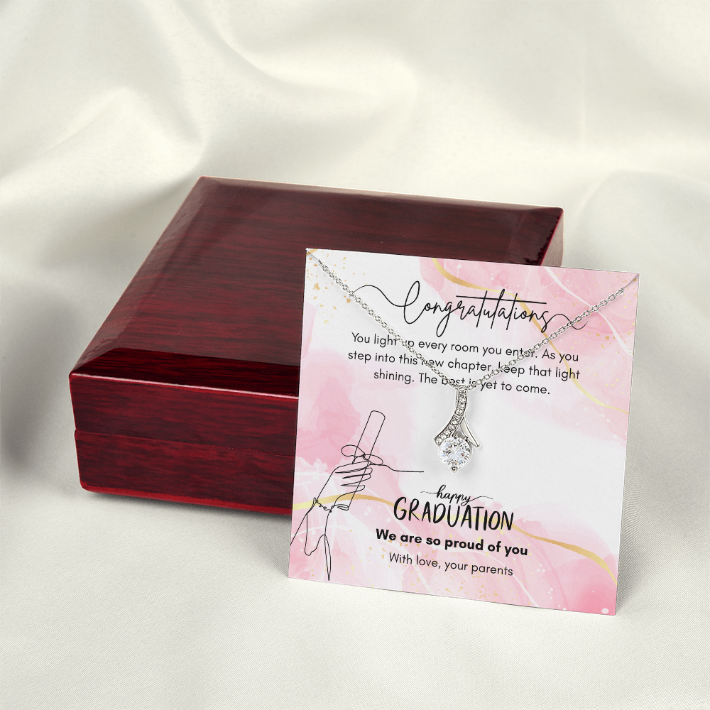 Elegant Graduation Jewelry Gift for Daughter from Parents with Emotional Message Card, NAG07