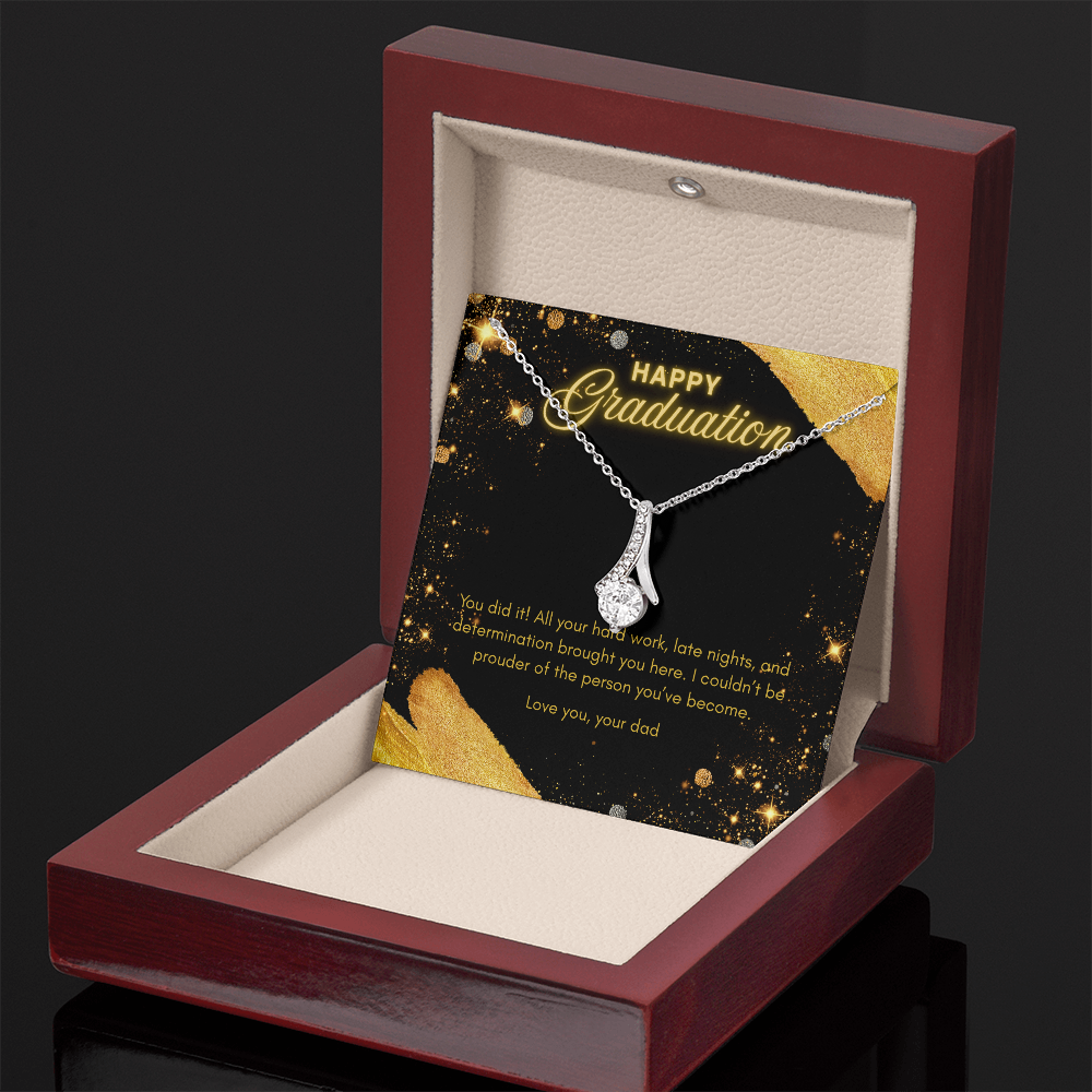Graduation Gift for Daughter from Dad – Necklace with Pendant and Inspirational Heartfelt Message Card, NAG02