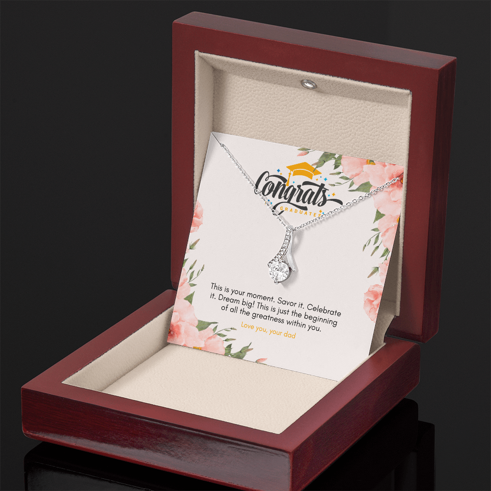 Graduation Jewelry Gift for Daughter – Pendant with Message Card from Dad, NAG05