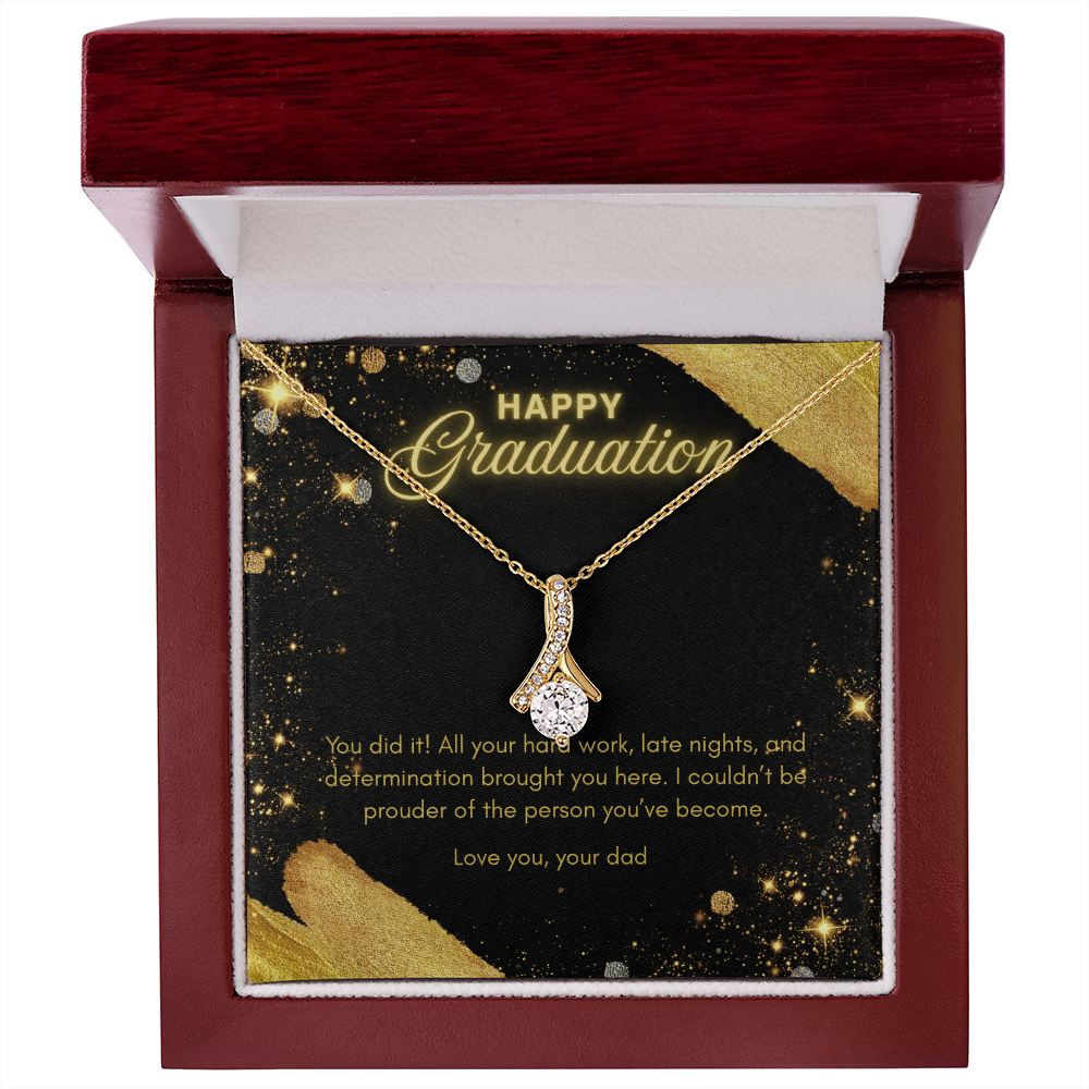 Graduation Gift for Daughter from Dad – Necklace with Pendant and Inspirational Heartfelt Message Card, NAG02