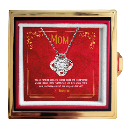 Love Knot Necklace with white gold finish - Gift for mom, RRM01