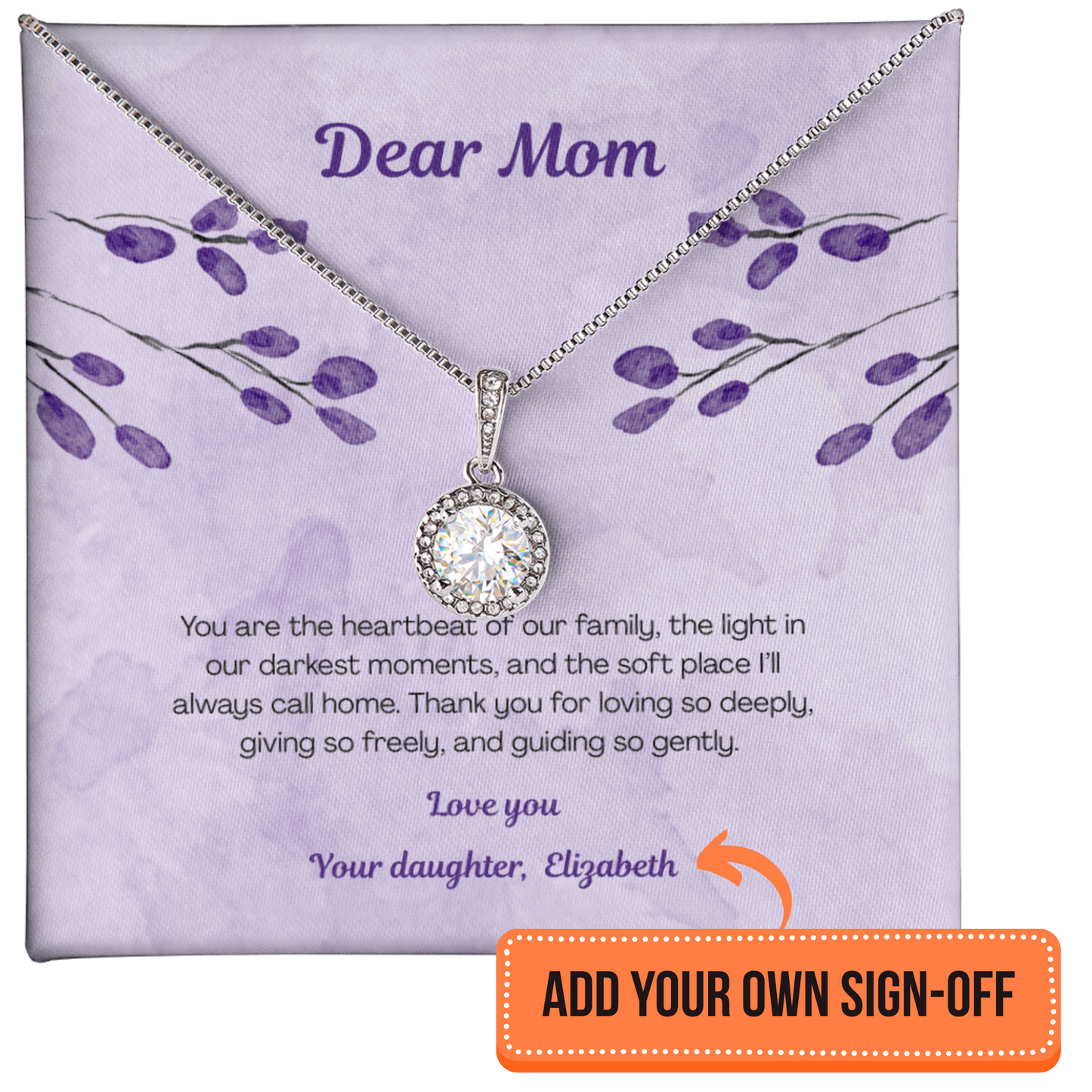 Beautiful pendant necklace in a gift box - meaningful gift for mom - EHNM01