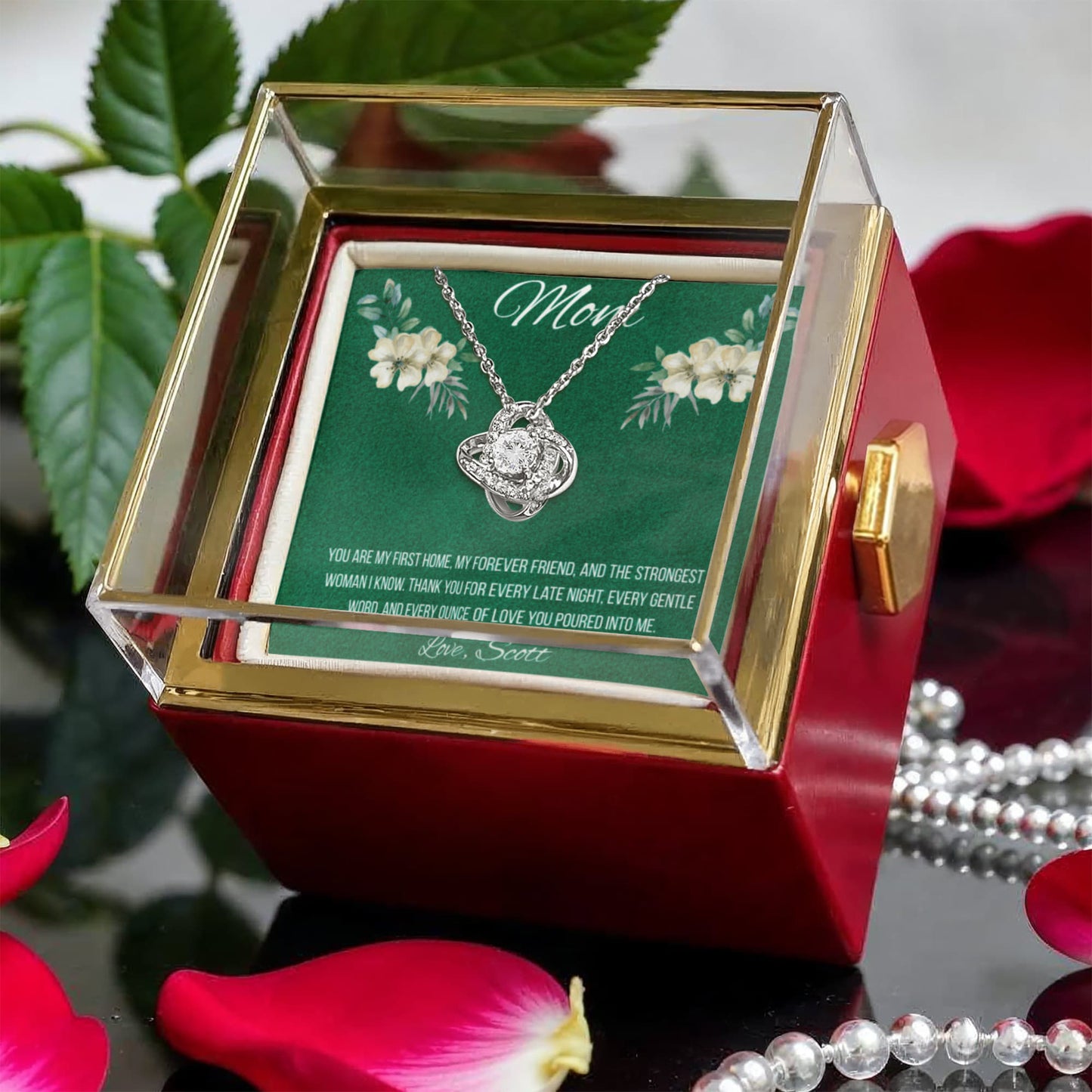 Love Knot Necklace in a gift box for mother - RRM09