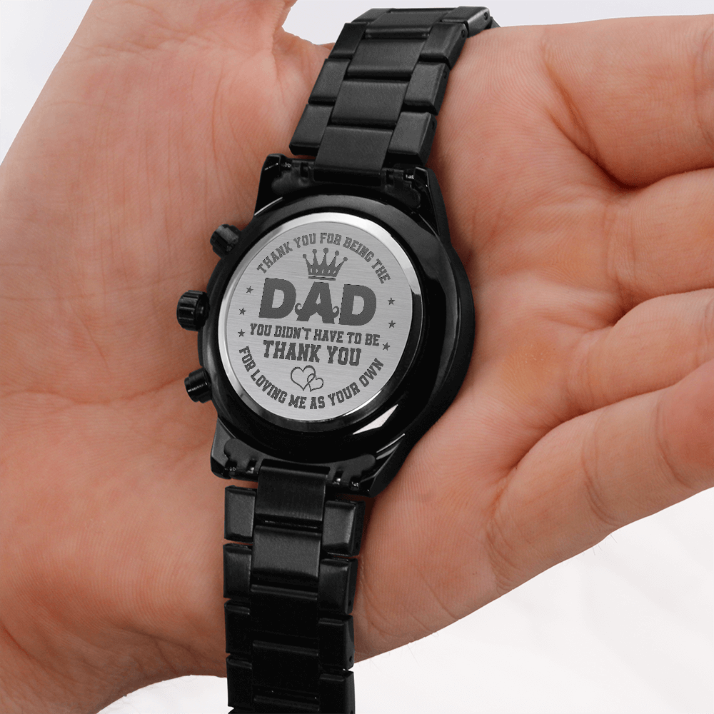 Engraved Black Chronograph Watch -  thoughtful gift for father, WED07