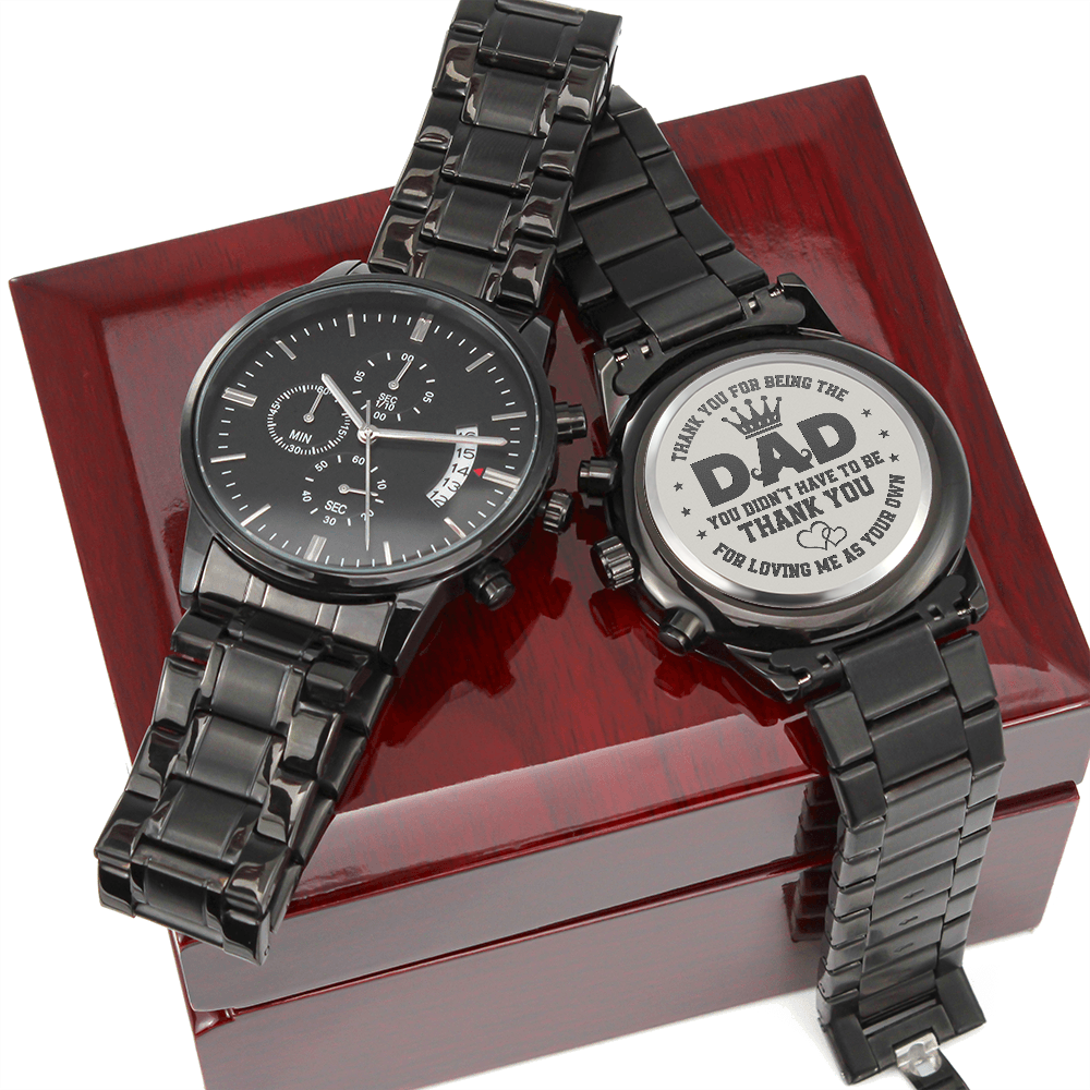 Engraved Black Chronograph Watch -  thoughtful gift for father, WED07