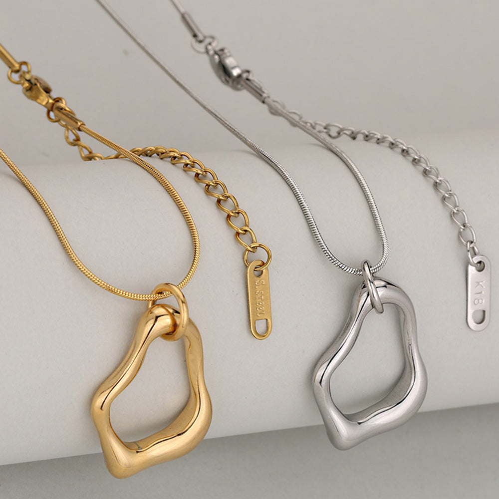 Irregular Necklace 304 Stainless Steel with 18K Real Gold Electroplated Finish and Snake Chain