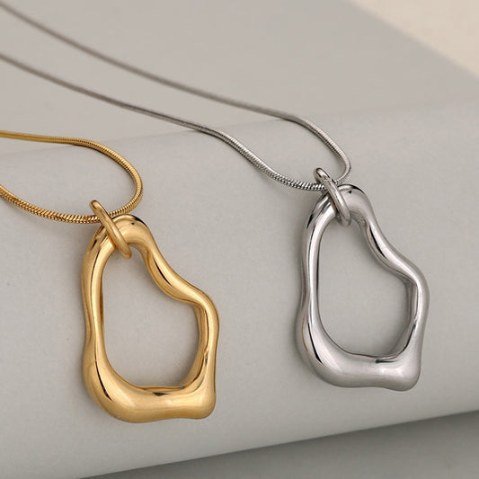 Irregular Necklace 304 Stainless Steel with 18K Real Gold Electroplated Finish and Snake Chain