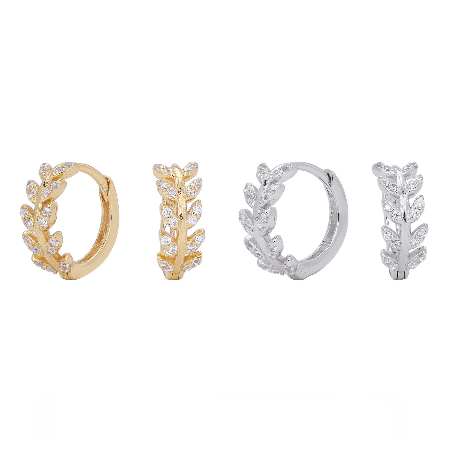 Grain Pattern Women’s Earrings in 925 Sterling Silver with 18K Real Gold Plated 0.03µm and Three-dimensional Zircon Inlay
