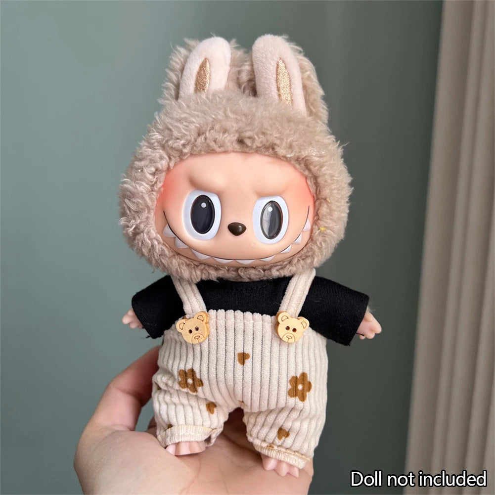17cm Mini Plush Doll'S Clothes Outfit Accessories For Korea Kpop Labubu V1 V2 V3 Christmas onesie hat set Clothing