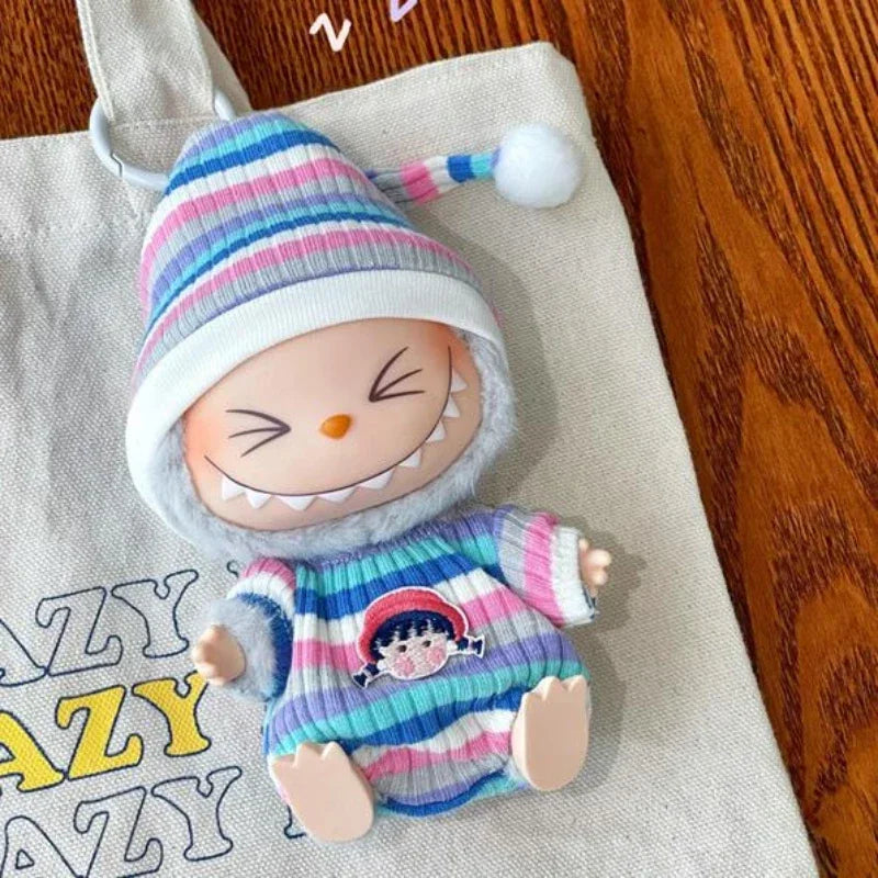 17cm Mini Plush Doll'S Clothes Outfit Accessories For Korea Kpop Labubu V1 V2 V3 Christmas onesie hat set Clothing