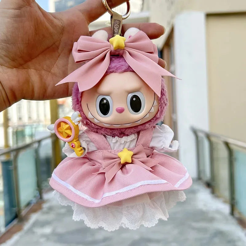 For 3.0 labubu V1 V2 V3 Kawaii Sakura princess skirt dresss For Ropa 15/17cm Labubu Idol Dolls Skirt Doll Clothes Clothing