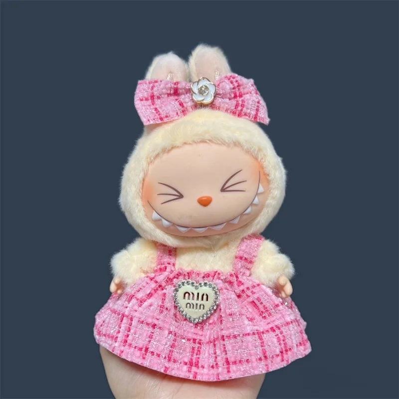 For 17cm Labubu Plush Doll Skirt- Adorable Skirt Set for DIY Clothes Accessories Gift