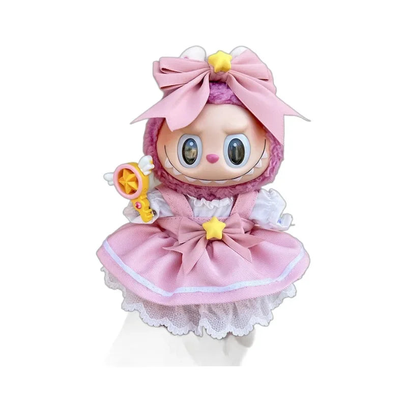 For 3.0 labubu V1 V2 V3 Kawaii Sakura princess skirt dresss For Ropa 15/17cm Labubu Idol Dolls Skirt Doll Clothes Clothing