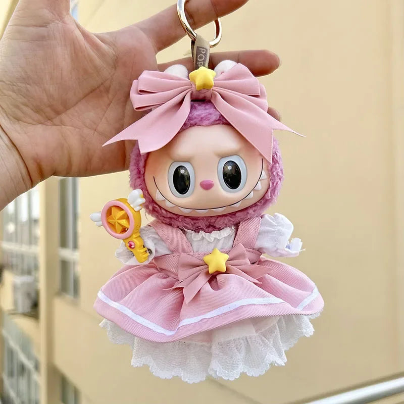 For 3.0 labubu V1 V2 V3 Kawaii Sakura princess skirt dresss For Ropa 15/17cm Labubu Idol Dolls Skirt Doll Clothes Clothing