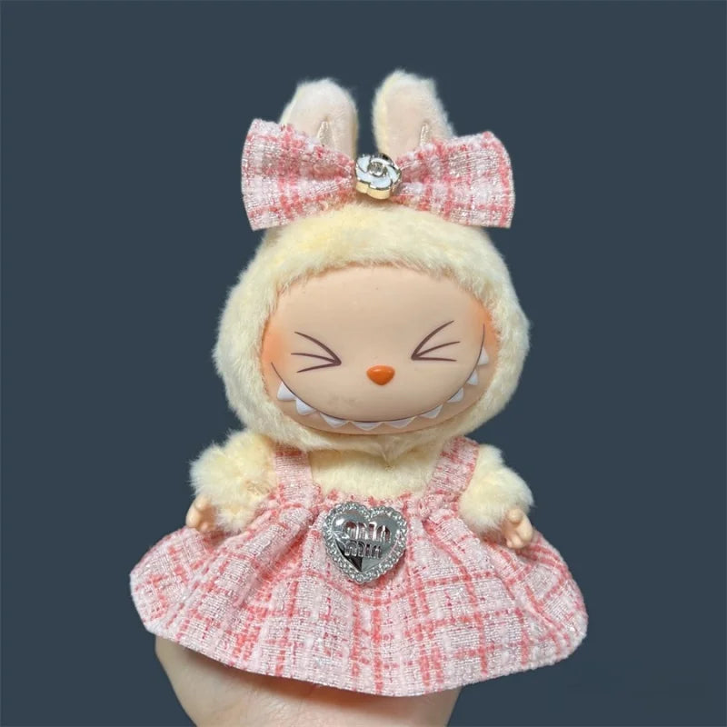 For 17cm Labubu Plush Doll Skirt- Adorable Skirt Set for DIY Clothes Accessories Gift