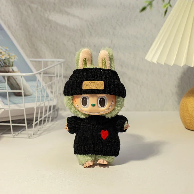 For labubu Big Into Energy Series clothes doll funny head cover mask gold necklace Travel Style Kid Toy For labubu Ropa