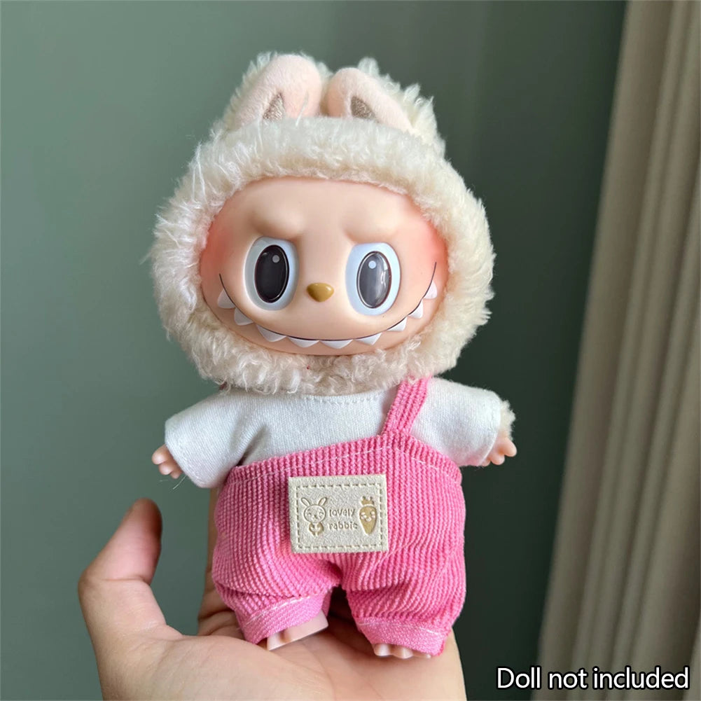 17cm Mini Plush Doll'S Clothes Outfit Accessories For Korea Kpop Labubu V1 V2 V3 Christmas onesie hat set Clothing
