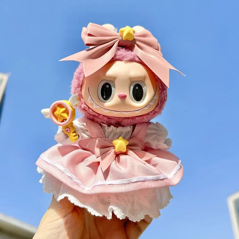 For 3.0 labubu V1 V2 V3 Kawaii Sakura princess skirt dresss For Ropa 15/17cm Labubu Idol Dolls Skirt Doll Clothes Clothing