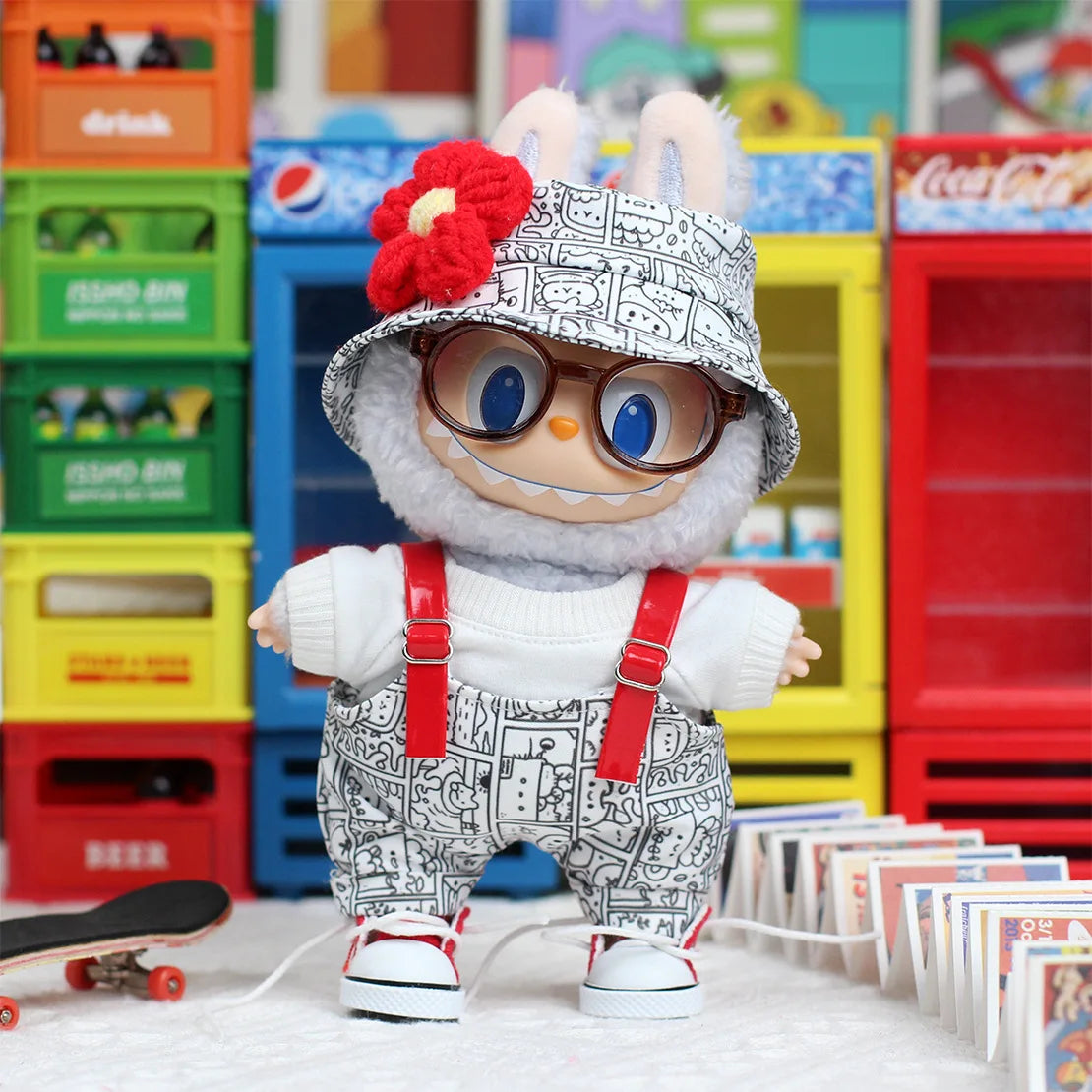 Labubu Retro Clothes | Strap Pants & Hat | Hoodie Sets | Labubu Graffiti Outfit