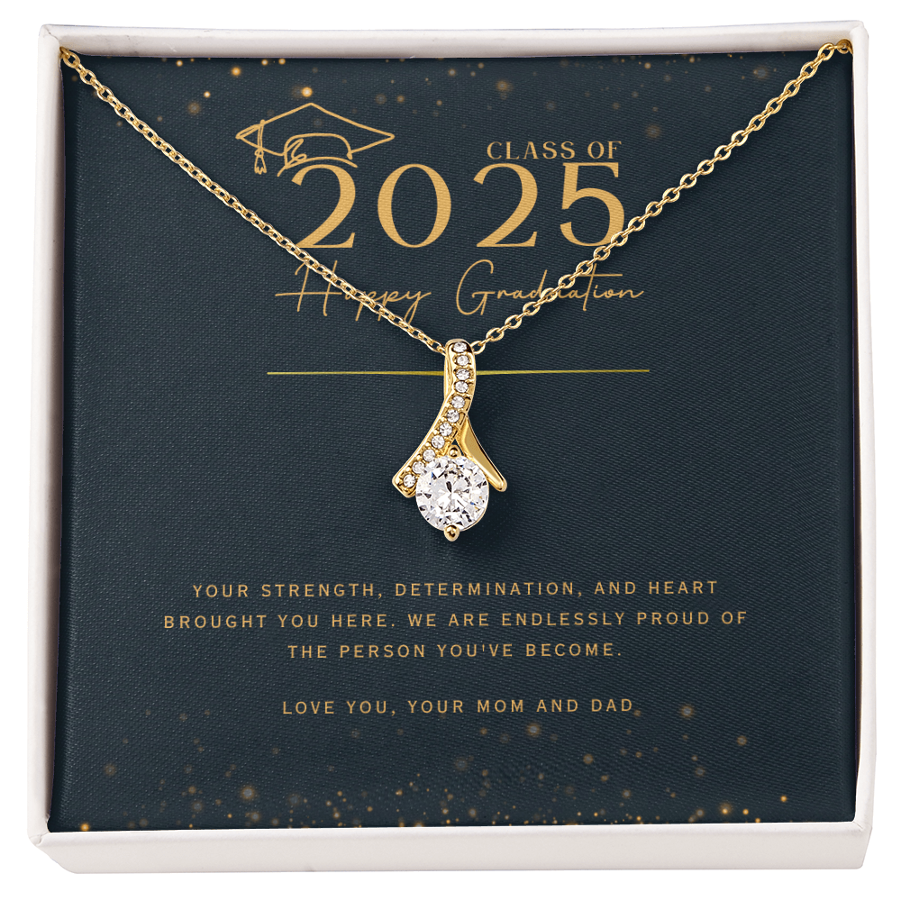 Yellow & White Gold Necklace with Message Card - Meaningful Graduation Gift for Daughter from Mom and Dad, NAG08.