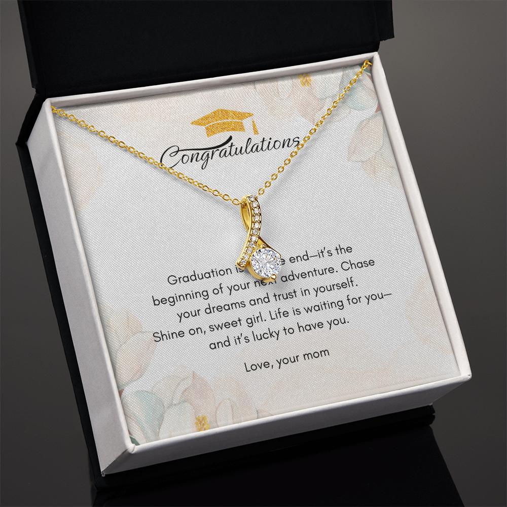 Necklace in a gift box with a Message Card Gift for Graduate Girl from Mom, NAG04