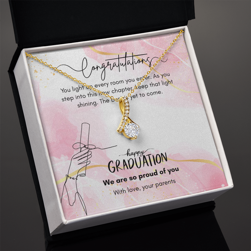 Elegant Graduation Jewelry Gift for Daughter from Parents with Emotional Message Card, NAG07