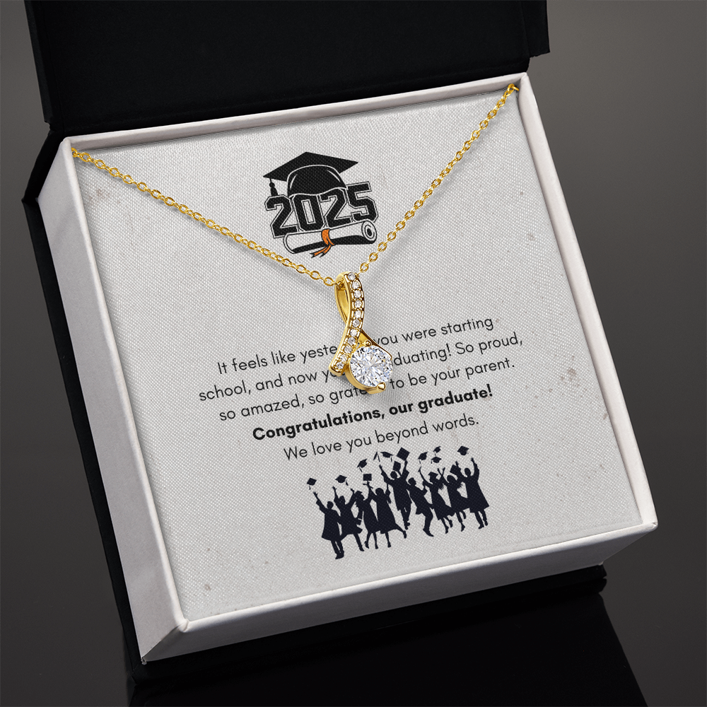 Yellow & White Gold Necklace with Message Card – Perfect Gift for Graduate Girl from Parents, NAG06