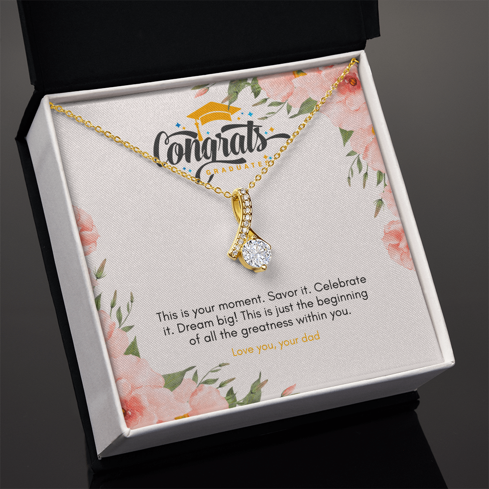 Graduation Jewelry Gift for Daughter – Pendant with Message Card from Dad, NAG05