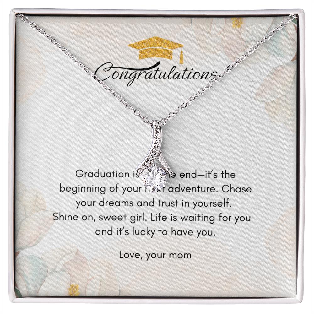 Necklace in a gift box with a Message Card Gift for Graduate Girl from Mom, NAG04