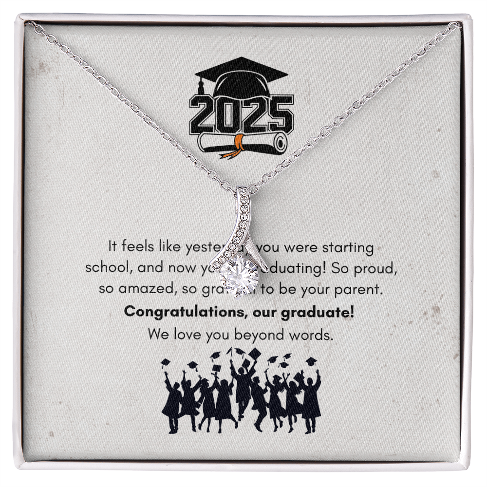 Yellow & White Gold Necklace with Message Card – Perfect Gift for Graduate Girl from Parents, NAG06