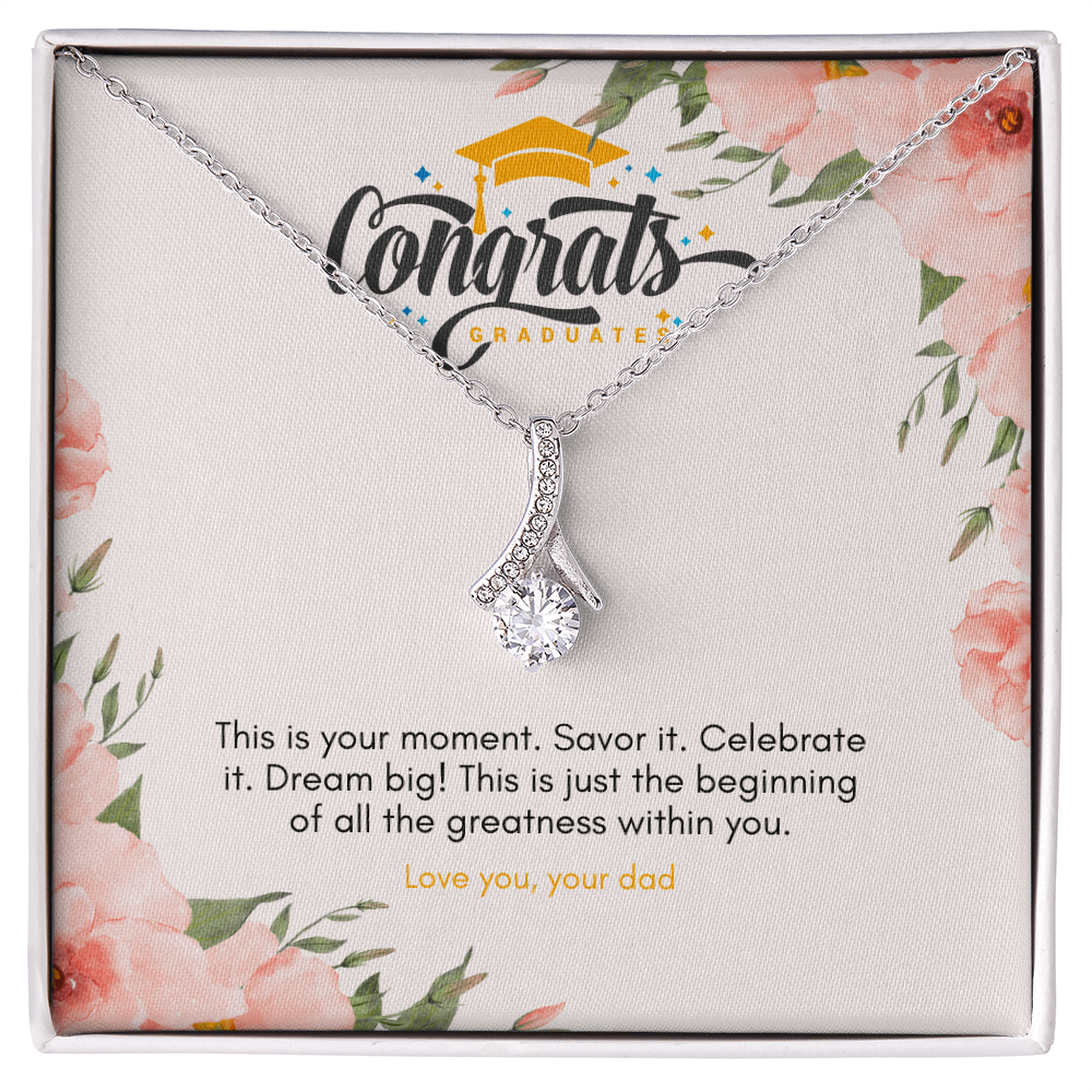 Graduation Jewelry Gift for Daughter – Pendant with Message Card from Dad, NAG05