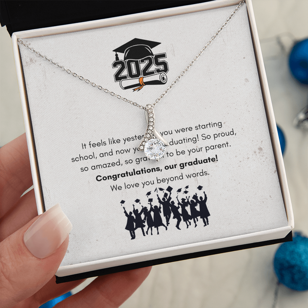 Yellow & White Gold Necklace with Message Card – Perfect Gift for Graduate Girl from Parents, NAG06